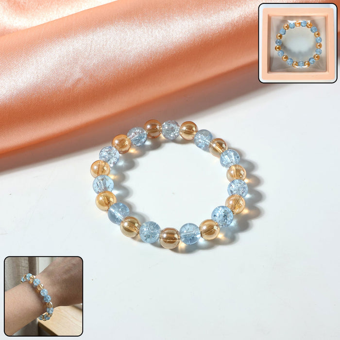 Elegant Dual-Tone Crystal Beaded Stretch Bracelet (1 Pc) by Your Brand