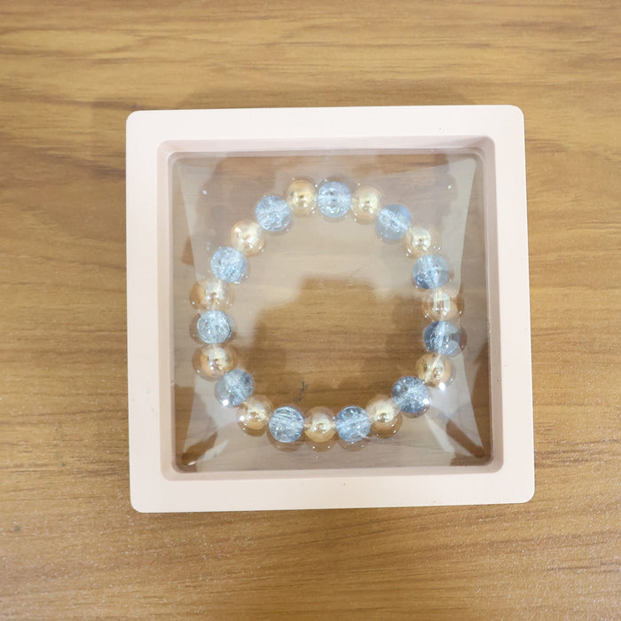 Elegant Dual-Tone Crystal Beaded Stretch Bracelet (1 Pc) by Your Brand