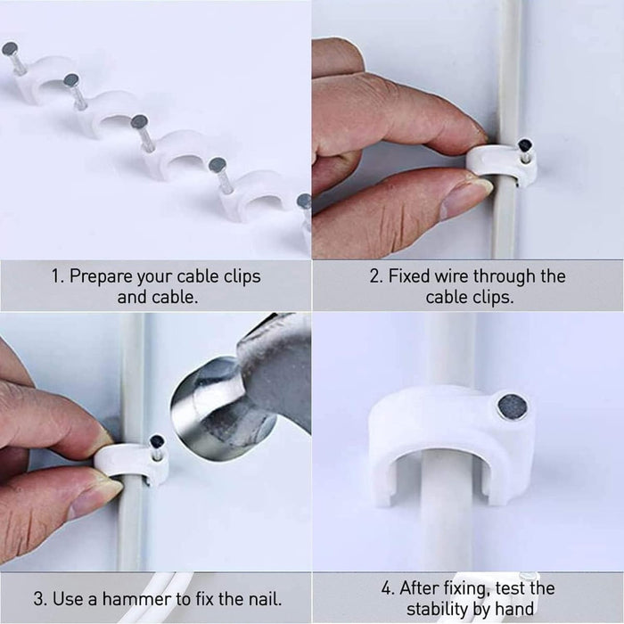 Heavy Duty Plastic Cable Clip with Steel Nail (100 Pc, 8mm) by Your Brand