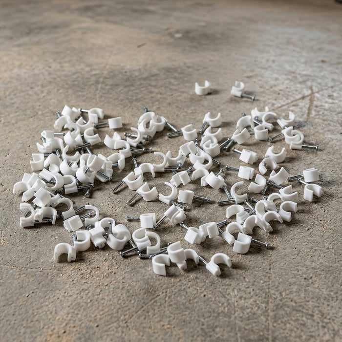 Heavy Duty Plastic Cable Clip with Steel Nail (100 Pc, 8mm) by Your Brand