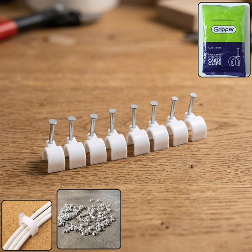 Heavy Duty Plastic Cable Clip with Steel Nail (100 Pc, 8mm) by Your Brand