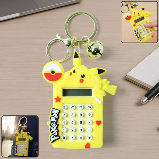 Cute Yellow Cartoon Character Calculator Keychain with Mini Digital Display (1 Pc) by Your Brand