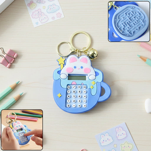 Cute Cartoon Bunny Calculator Keychain with Mini Digital Display (1 Pc) by Your Brand