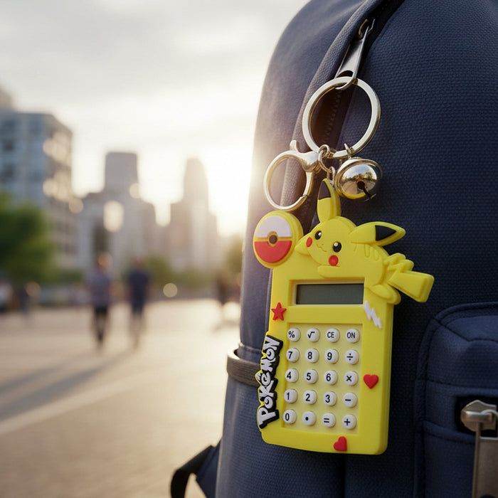 Cute Yellow Cartoon Character Calculator Keychain with Mini Digital Display (1 Pc) by Your Brand