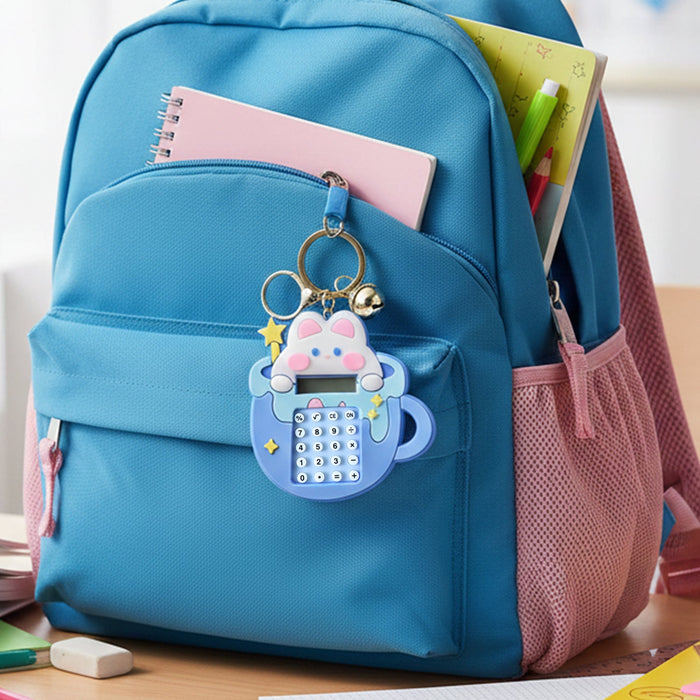 Cute Cartoon Bunny Calculator Keychain with Mini Digital Display (1 Pc) by Your Brand