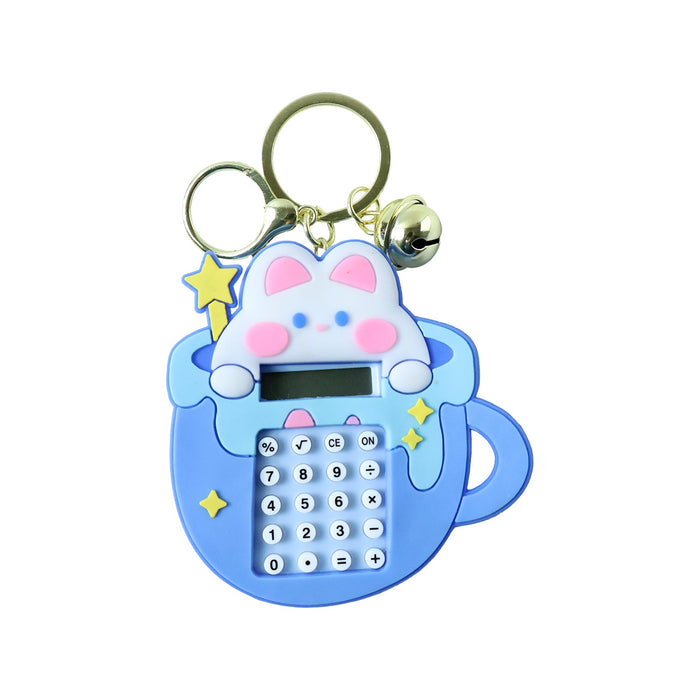 Cute Cartoon Bunny Calculator Keychain with Mini Digital Display (1 Pc) by Your Brand