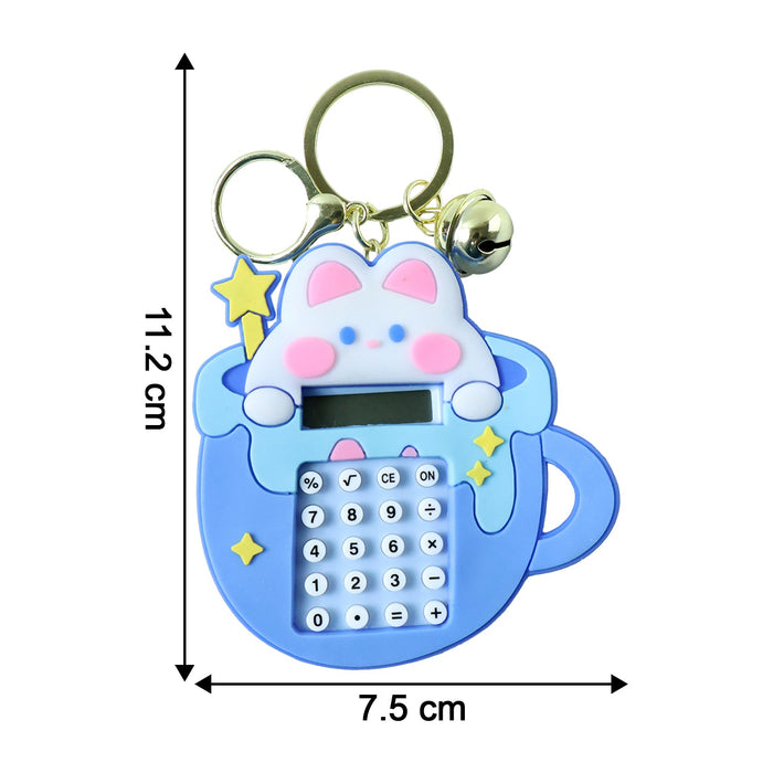 Cute Cartoon Bunny Calculator Keychain with Mini Digital Display (1 Pc) by Your Brand
