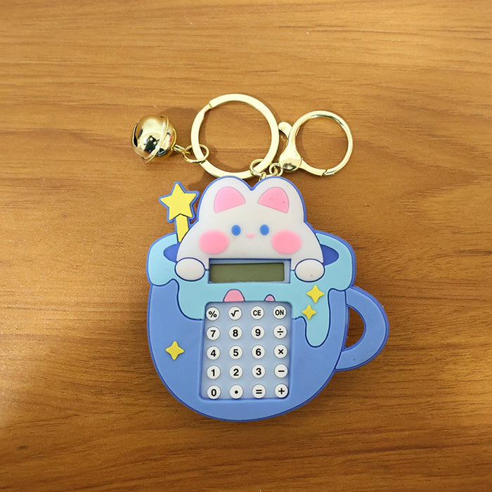 Cute Cartoon Bunny Calculator Keychain with Mini Digital Display (1 Pc) by Your Brand