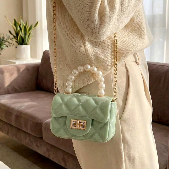 Elegant Quilted Mini Handheld & Sling Fashion Handbag (1 PC) by Your Brand