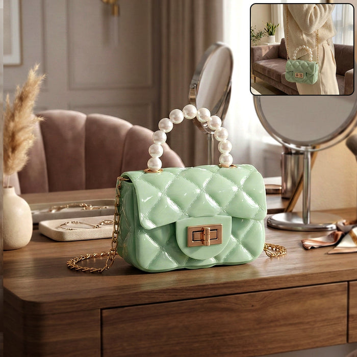 Elegant Quilted Mini Handheld & Sling Fashion Handbag (1 PC) by Your Brand