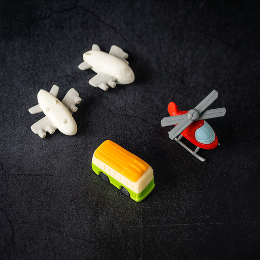 Vehicle Pattern Eraser School Stationery Use Eraser (4 Pc Set) by Your Brand