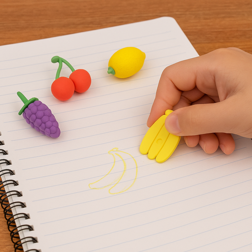 Mini Cute Vegetables and Fruits Erasers or Pencil Rubbers for Kids, 1 Set Fancy & Stylish Colorful Erasers for Children, Eraser Set for Return Gift, Birthday Party, School Prize, 3D Erasers (4 pc Set) by Your Brand