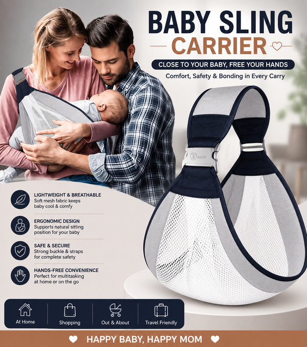 Adjustable Baby Sling Carrier – Comfortable & Versatile Baby Holder for Newborns