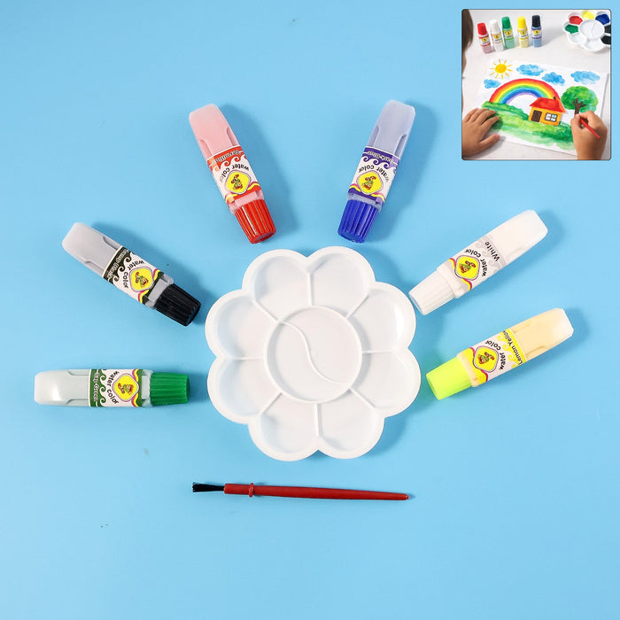 Kids Water Colour Painting Set with Brush & Mixing Palette (1 Set) by Your Brand