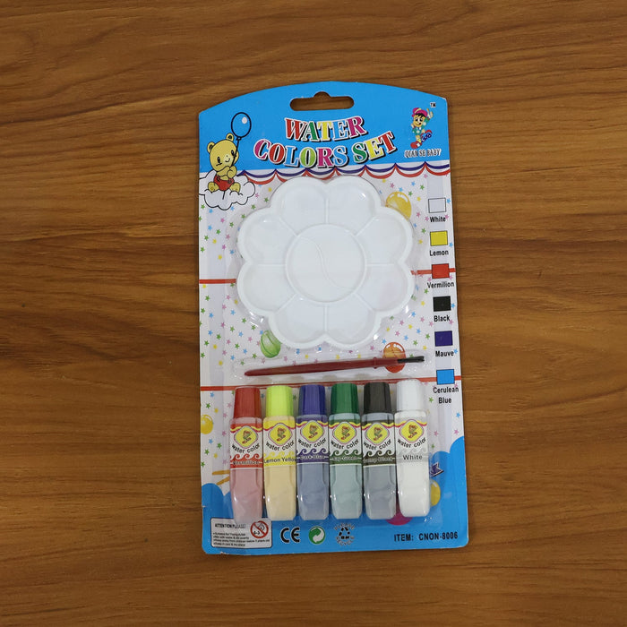 Kids Water Colour Painting Set with Brush & Mixing Palette (1 Set) by Your Brand