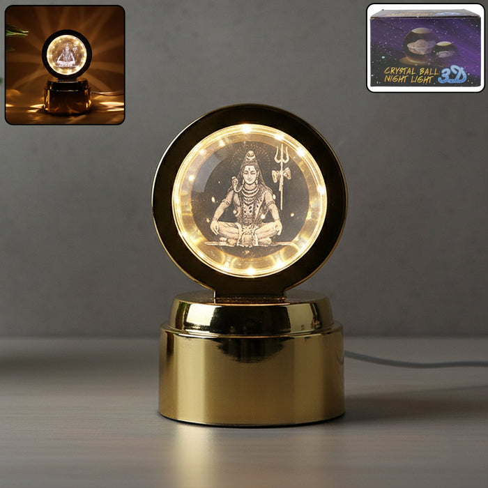 Mahadev 3D Crystal Ball Night Light (1 Pc) by Your Brand