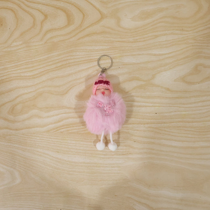 Cute Doll Plush Keychain with Soft Fur Ball (1 Pc) by Your Brand