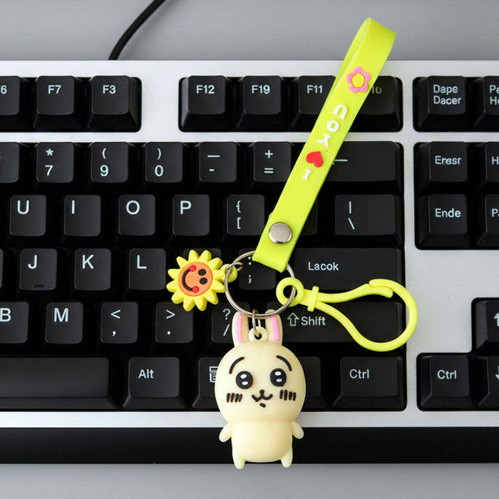Cute Cartoon Bunny Silicone Keychain with Decorative Strap (1 Pc) by Your Brand