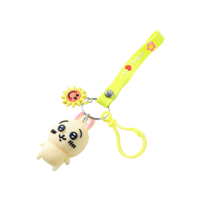 Cute Cartoon Bunny Silicone Keychain with Decorative Strap (1 Pc) by Your Brand