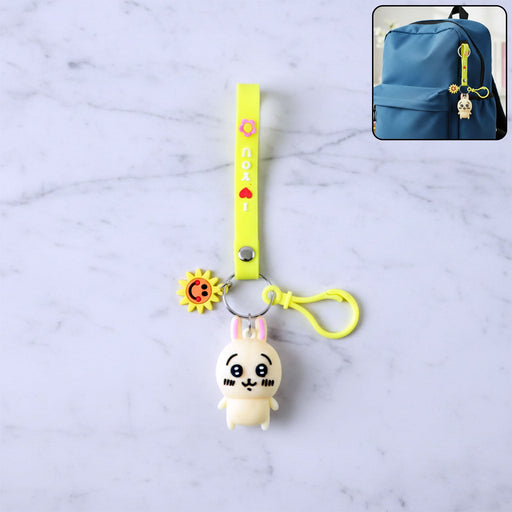 Cute Cartoon Bunny Silicone Keychain with Decorative Strap (1 Pc) by Your Brand
