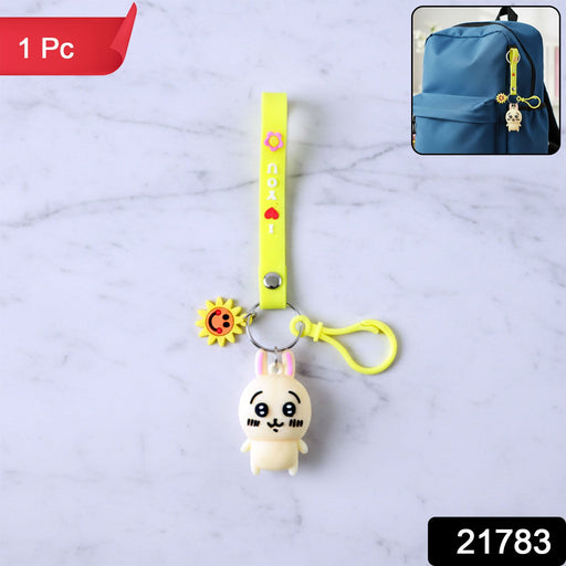 Cute Cartoon Bunny Silicone Keychain with Decorative Strap (1 Pc) by Your Brand