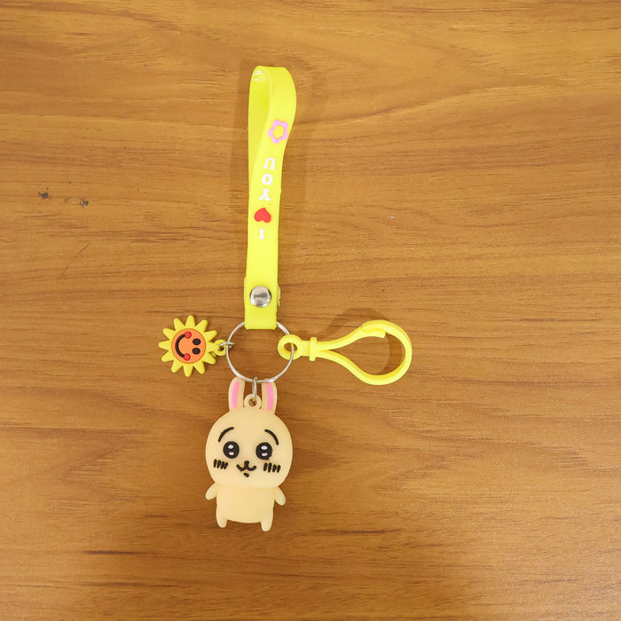 Cute Cartoon Bunny Silicone Keychain with Decorative Strap (1 Pc) by Your Brand