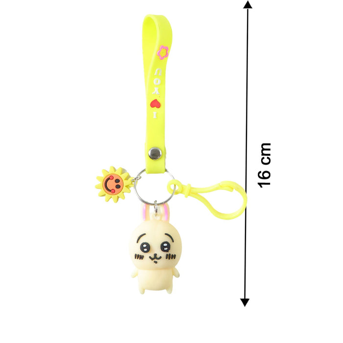 Cute Cartoon Bunny Silicone Keychain with Decorative Strap (1 Pc) by Your Brand