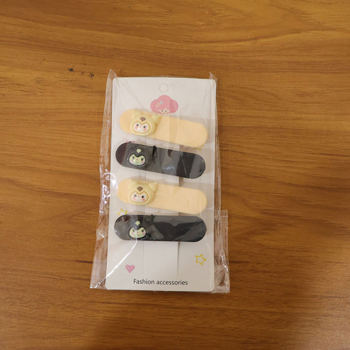 Cute Cartoon Character Decorative Hair Clips Set (4 Pc)