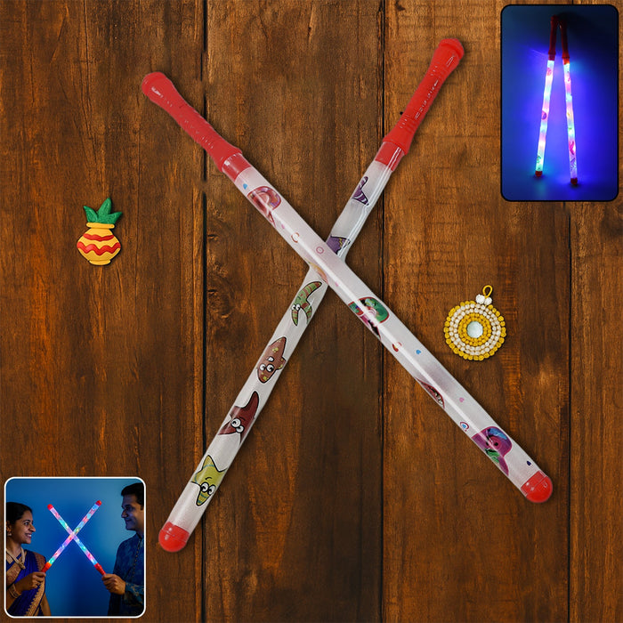 2 Piece LED Dandiya Sticks Set – Color Changing Light-Up by Your Brand
