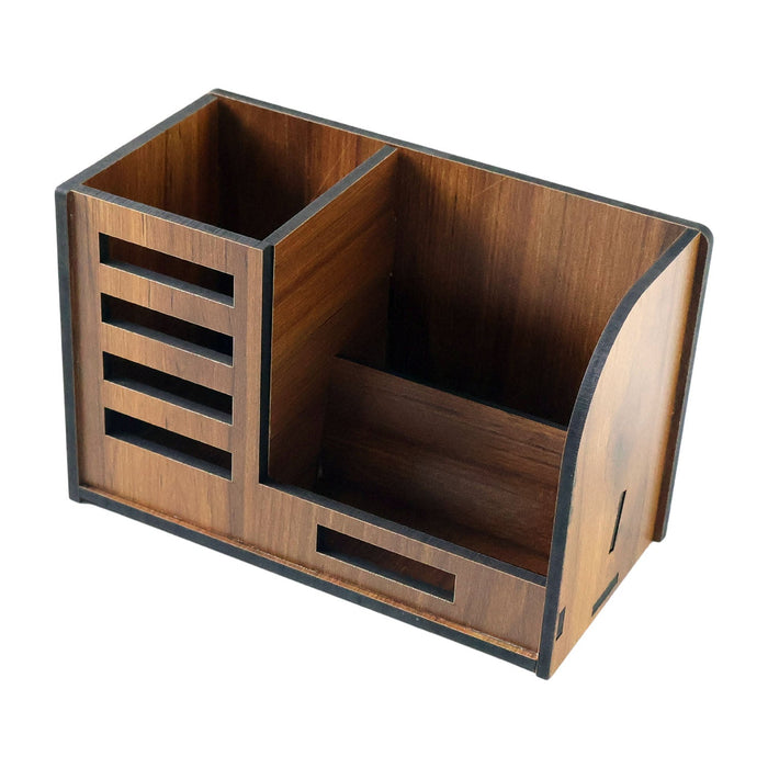 Premium Wooden Desk Organizer with Phone Stand, Pen Holder, Card Holder (1 Pc) by Your Brand