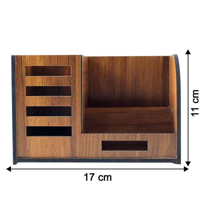 Premium Wooden Desk Organizer with Phone Stand, Pen Holder, Card Holder (1 Pc) by Your Brand