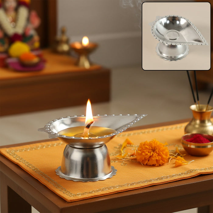 Stainless Steel Diamond Design Agarbatti & Diya Stand (1 Pc) by Your Brand