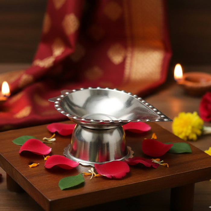 Stainless Steel Diamond Design Agarbatti & Diya Stand (1 Pc) by Your Brand