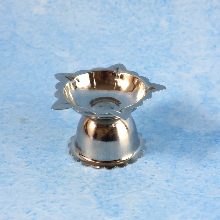 Stainless Steel Sunflower Design Diya Stand (Small Size / 1 Pc) by Your Brand