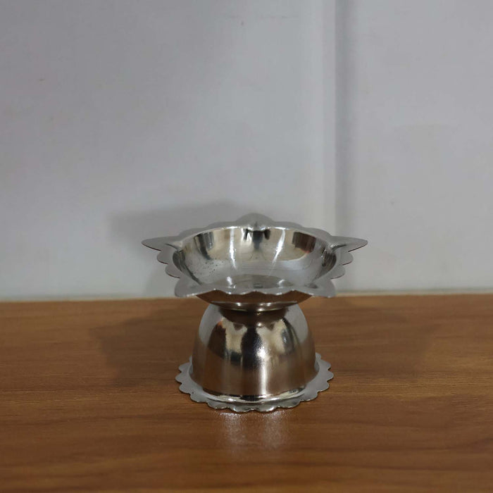 Stainless Steel Sunflower Design Diya Stand (Small Size / 1 Pc) by Your Brand