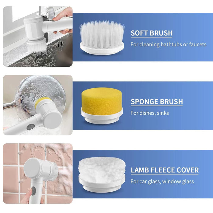B Grade 5 in 1 Electric Cleaning Spin Brush with Multiple Replaceable Heads by Your Brand