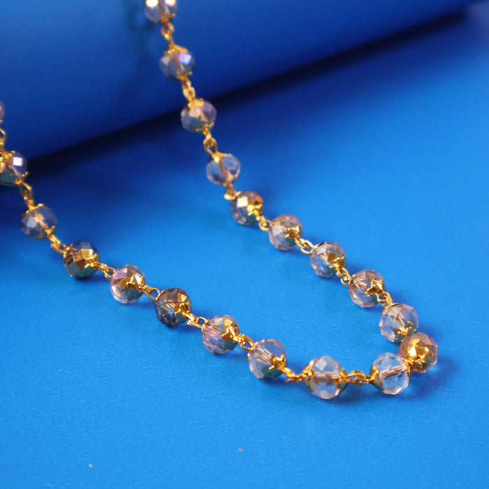 Elegant Gold-Tone Faceted Crystal Beaded Necklace (1 Pc) by Your Brand