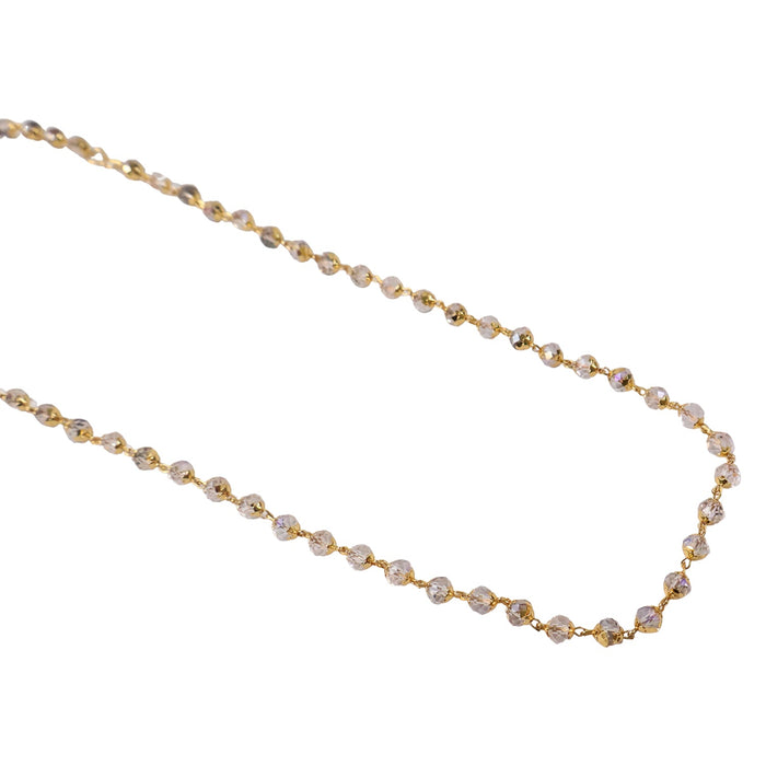 Elegant Gold-Tone Faceted Crystal Beaded Necklace (1 Pc) by Your Brand