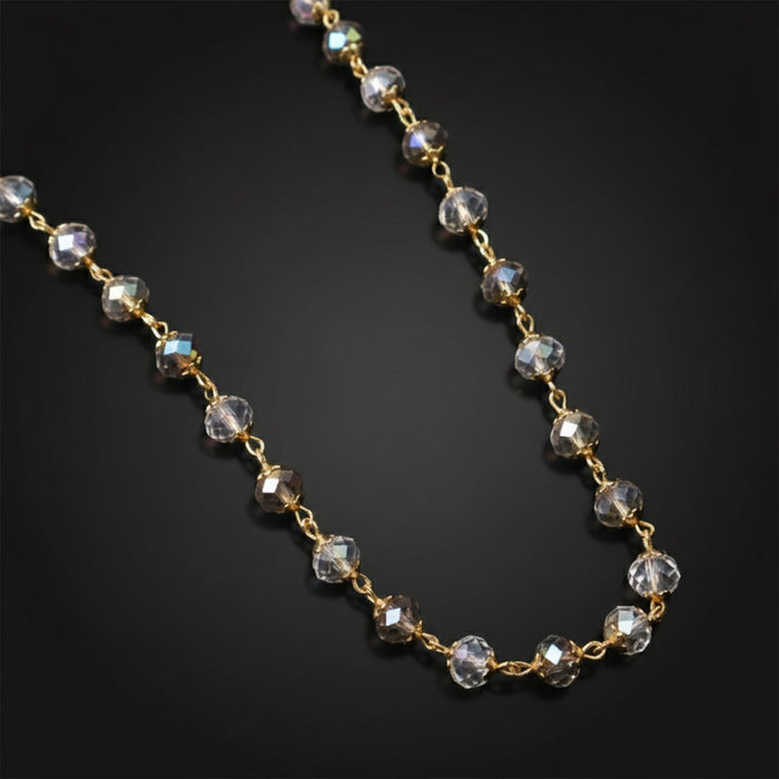 Elegant Gold-Tone Faceted Crystal Beaded Necklace (1 Pc) by Your Brand