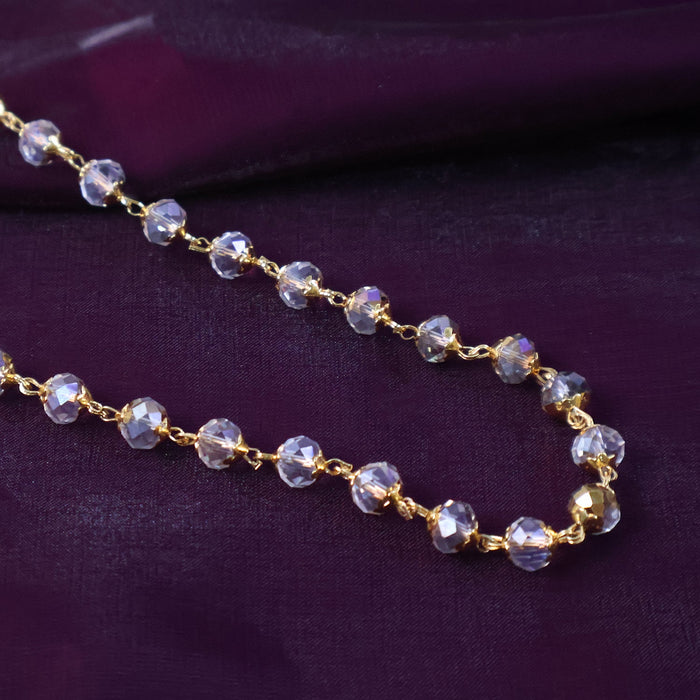 Elegant Gold-Tone Faceted Crystal Beaded Necklace (1 Pc) by Your Brand