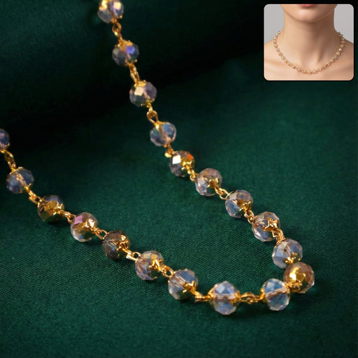 Elegant Gold-Tone Faceted Crystal Beaded Necklace (1 Pc) by Your Brand