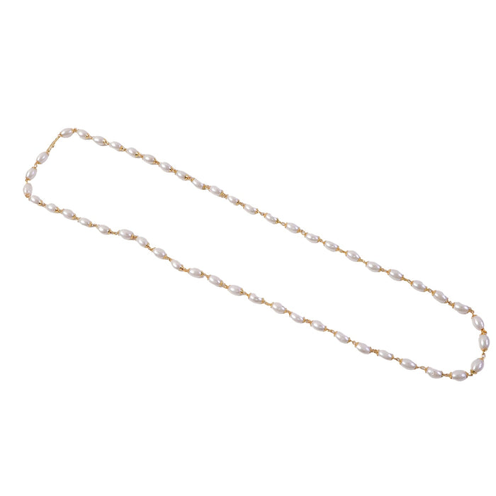Elegant Pearl Beaded Necklace with Gold-Tone Link Detailing (1 Pc) by Your Brand