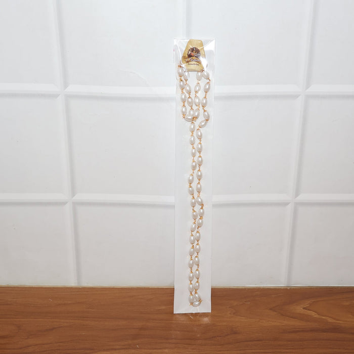 Elegant Pearl Beaded Necklace with Gold-Tone Link Detailing (1 Pc) by Your Brand