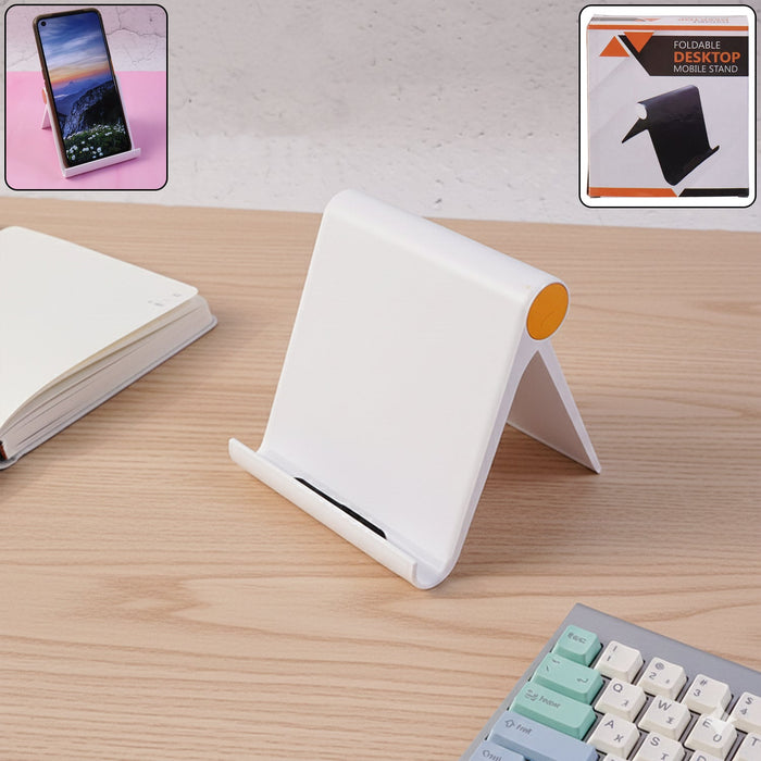 Plastic Foldable Desktop Mobile Stand (1 Pc / White) by Your Brand