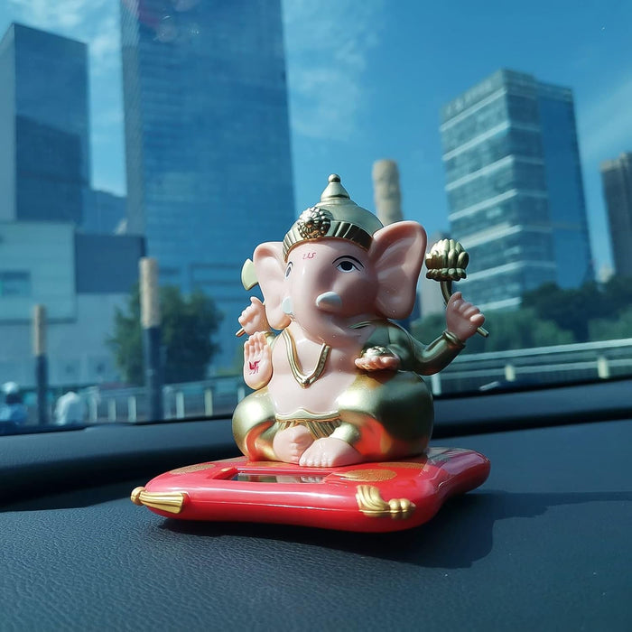 Solar-Powered Dancing Ganesha Idol – Decorative Lord Ganpati Showpiece with Movement