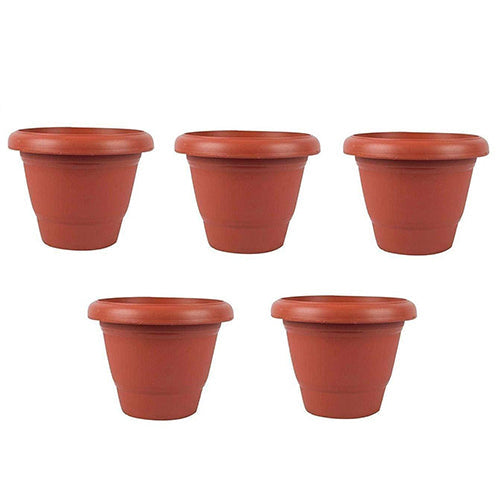 Garden Heavy Plastic Planter Pot / Gamla (Brown, Pack of 1) by Your Brand