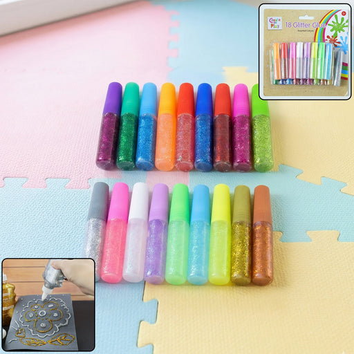 18 Assorted Color Glitter Glue Pens Set for Art & Craft Decoration by Your Brand