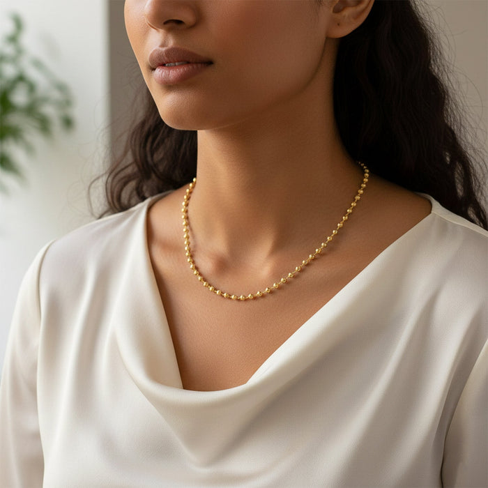 Elegant Gold-Tone Beaded Necklace Chain for Women (1 Pc) by Your Brand