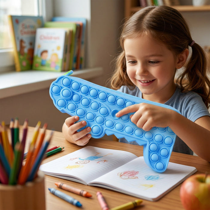 Cartoon Crocodile Shape Pop It Pencil Pouch (1 Pc) by Your Brand