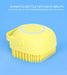 Silicone bath brush showing shampoo dispenser, ideal for a gentle scrub.